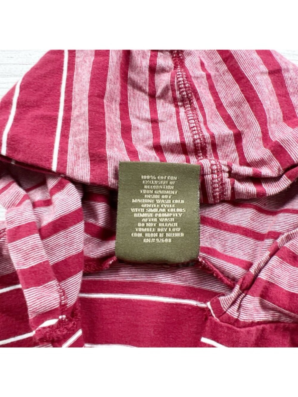 Buzz Cuts Boys Red Striped Short Sleeve Hoodie Soft Cotton Top 5-6 - Picture 2 of 4